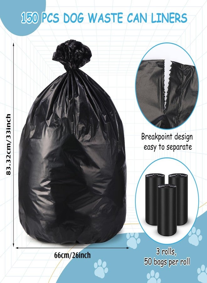 Weekgrat 150 Pcs Dog Waste Poop Bags Dog Large Leak Proof Bags 26"x 33" Pet Waste Station Can Liners Heavy Duty Pet Trash Bin Liner for Walking Poop Station Dispensers, 3 Rolls of 50(Black) - Image 2